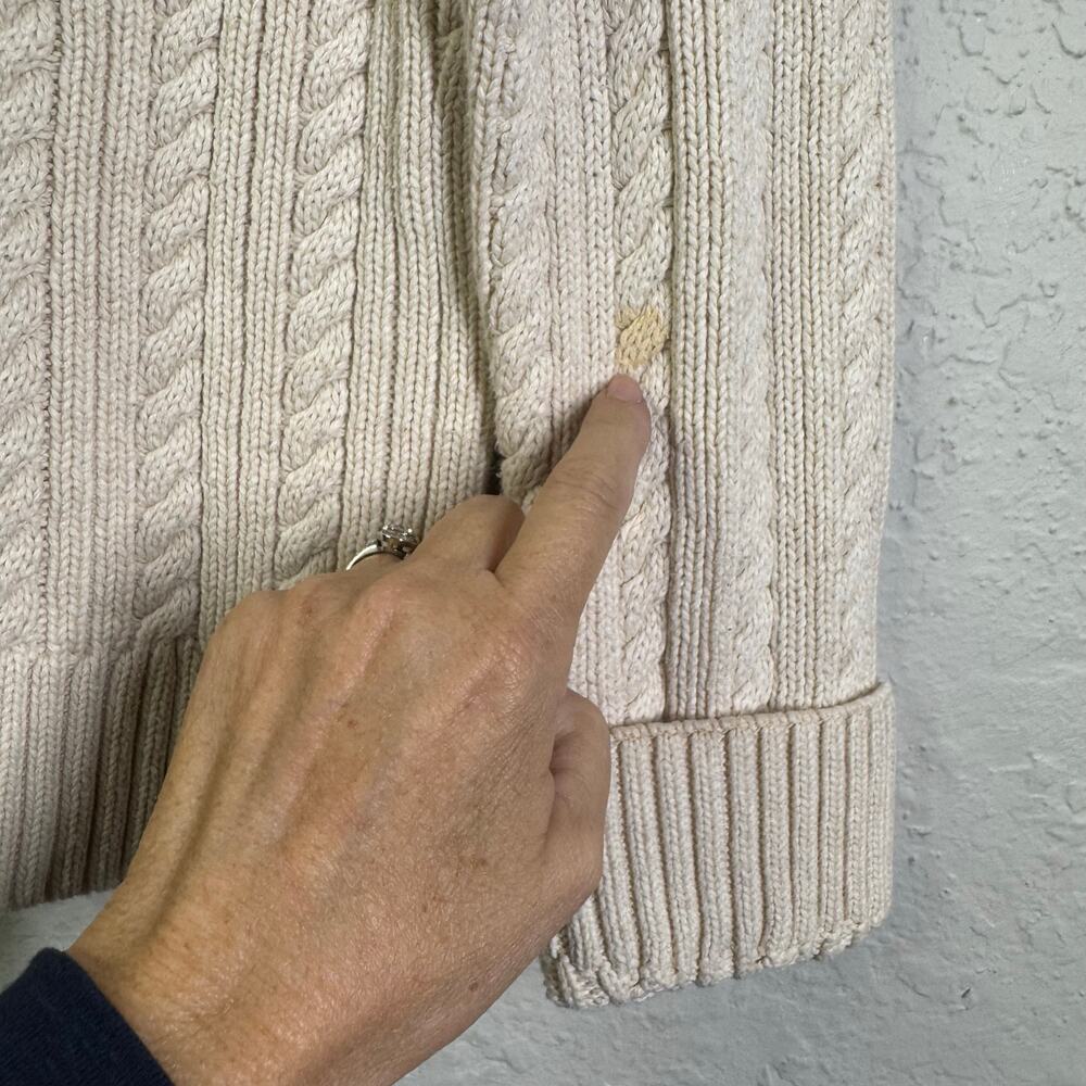 CROFT & BARROW Sweater Large Cable Knit Turtle Neck Cotton Irish Fisherman - Picture 4 of 12
